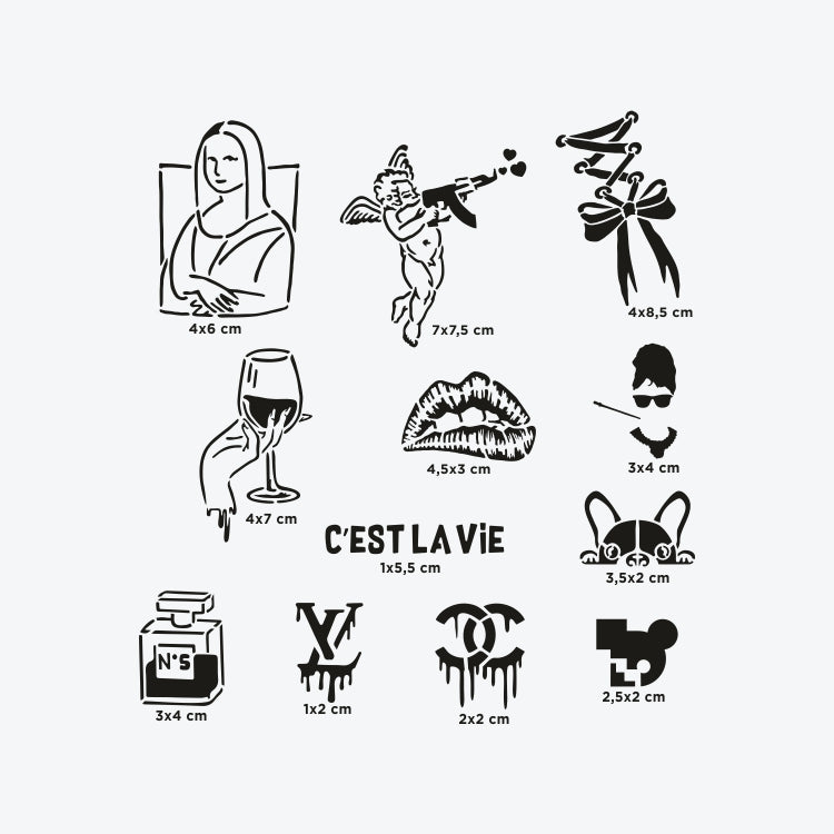 Set Complet Tatuaje Temporare Sablon + Spray - Paris