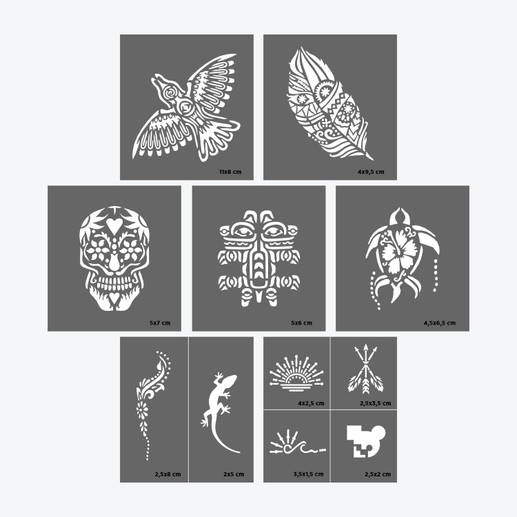 Set Complet Tatuaje Temporare Sablon + Spray - Tulum