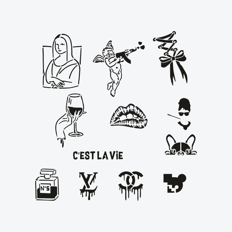 Set Complet Tatuaje Temporare Sablon + Spray - Paris