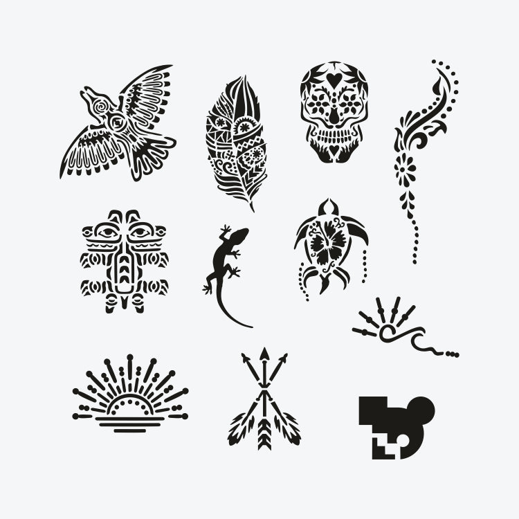 Set Complet Tatuaje Temporare Sablon + Spray - Tulum