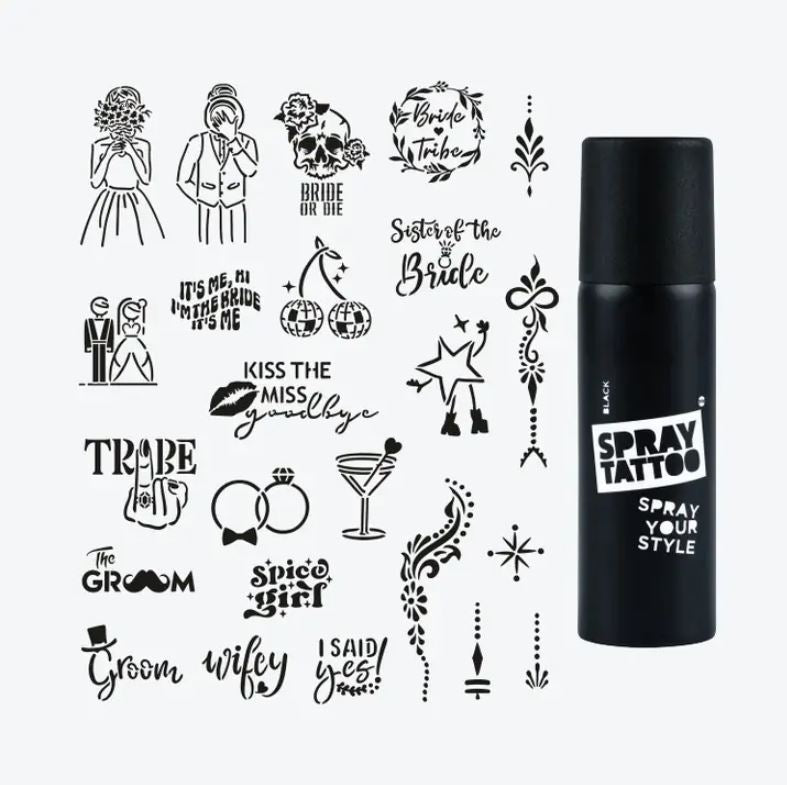 Set Complet Tatuaje Temporare Sablon + Spray - Bride
