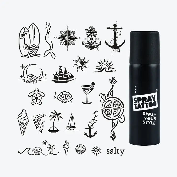 Set Complet Tatuaje Temporare Sablon + Spray - Sea Vibes