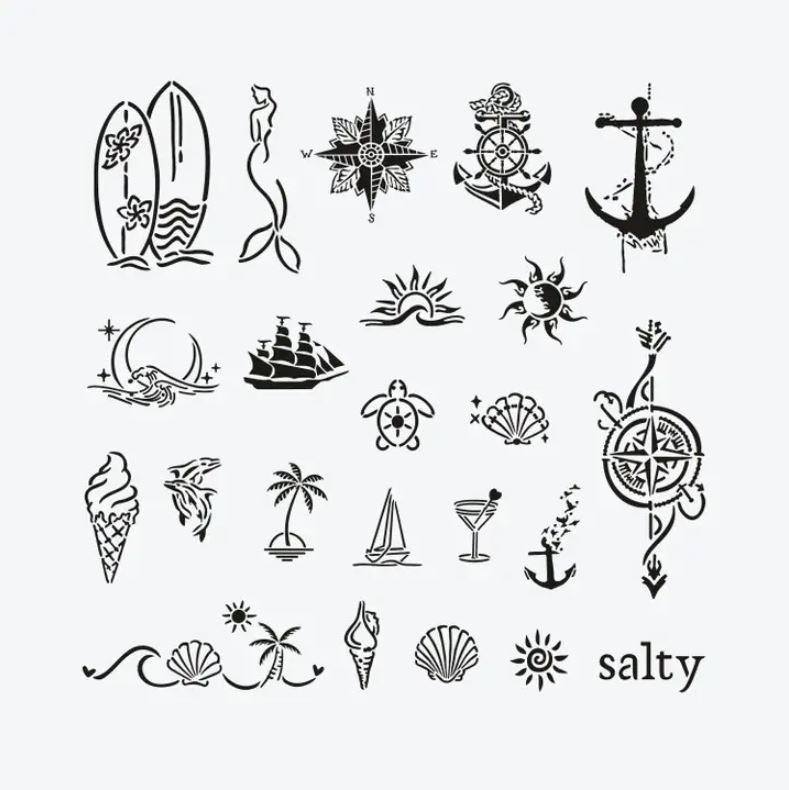 Set Complet Tatuaje Temporare Sablon + Spray - Sea Vibes