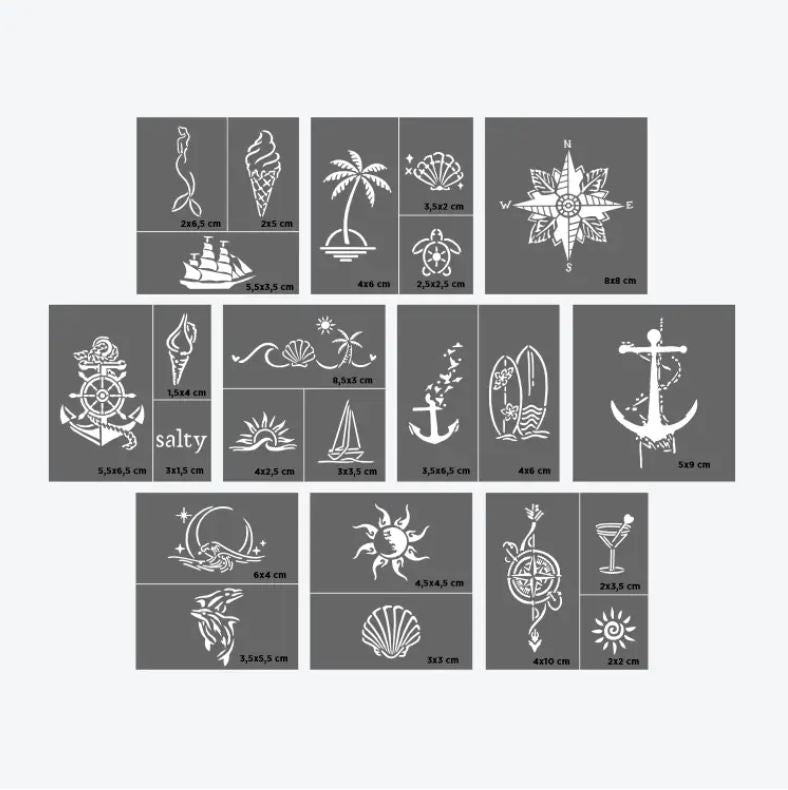 Set Complet Tatuaje Temporare Sablon + Spray - Sea Vibes